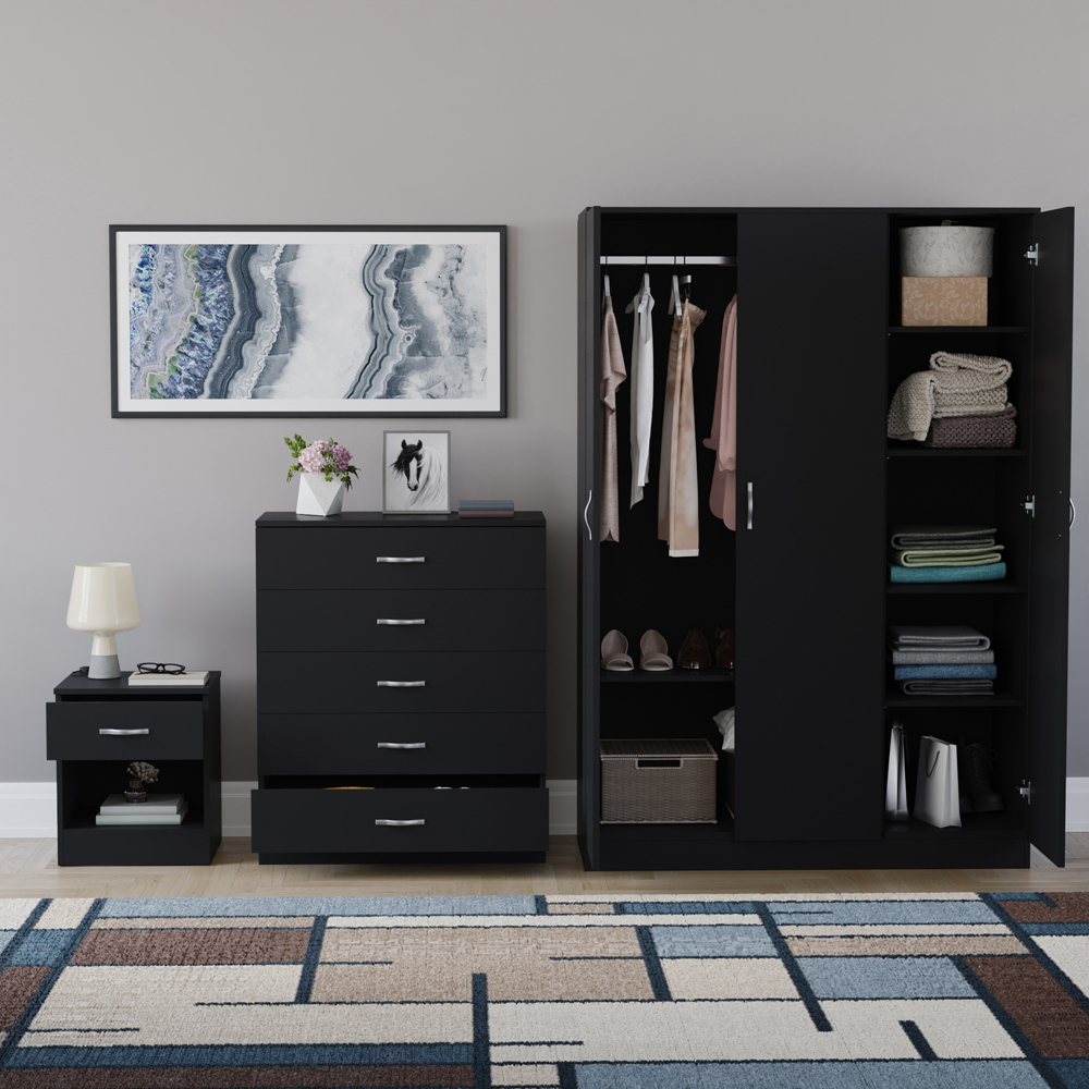 VIDA DESIGNS Riano Black 3 Piece Bedroom Furniture Set Image 3