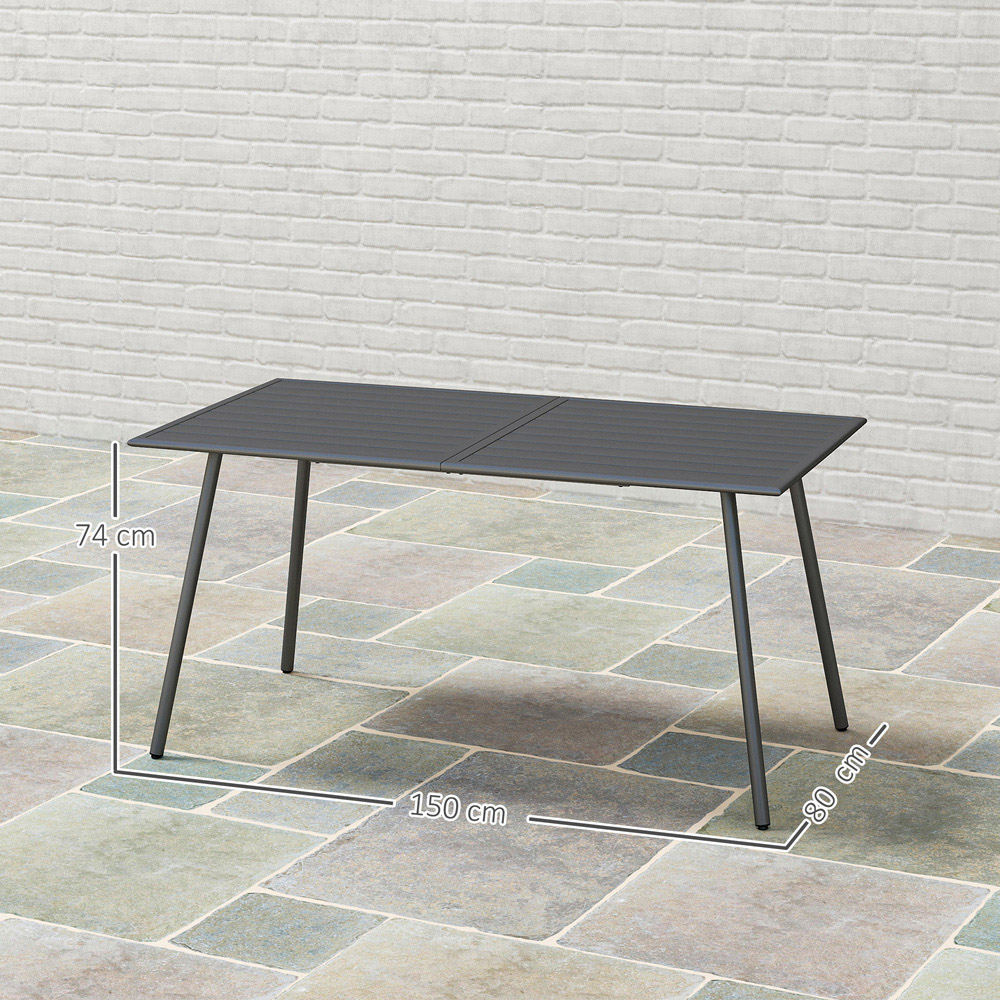 Outsunny 6 Seater Slate Top Steel Garden Dining Table Grey Image 9