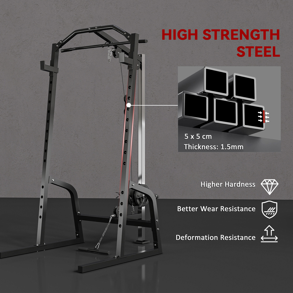 SPORTNOW Cable Crossover Machine with Pulley System and Squat Rack Image 8