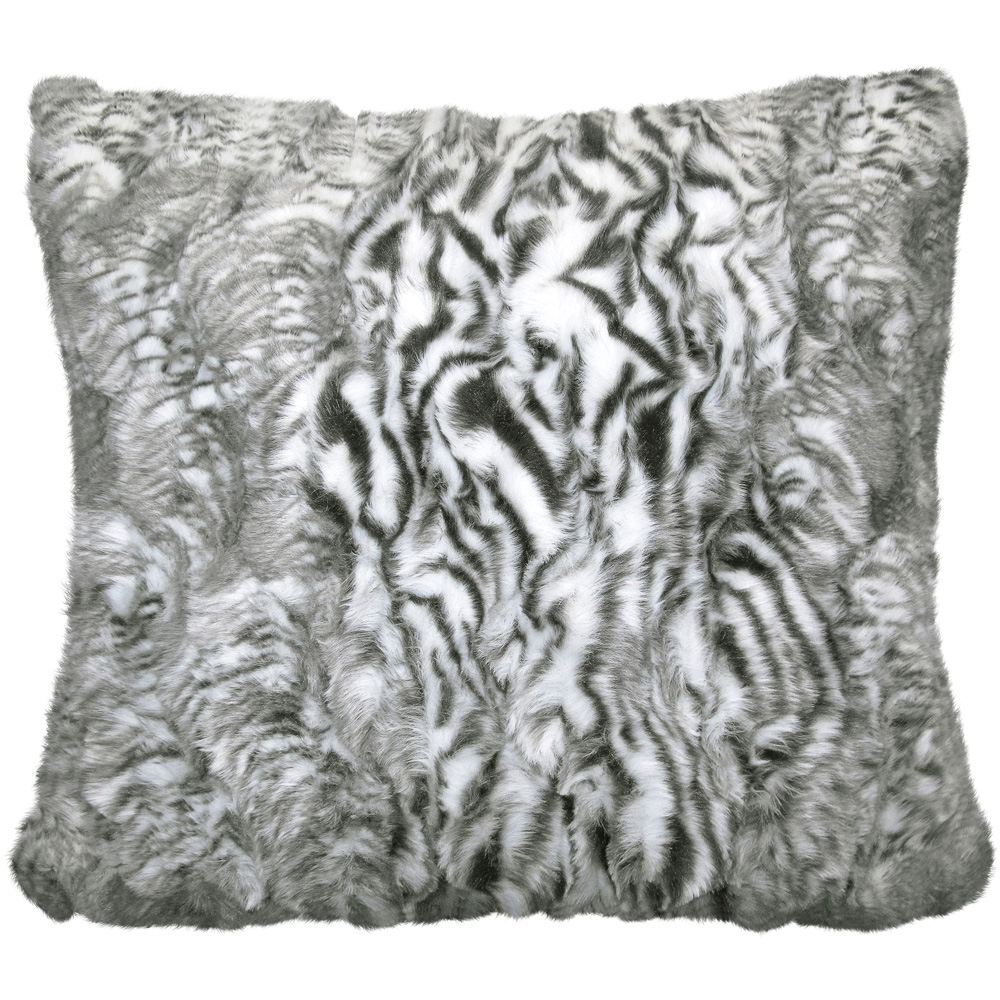 Velosso Siberia Grey Faux Fur Filled Cushion 56 x 56cm 2 Pack Image 1