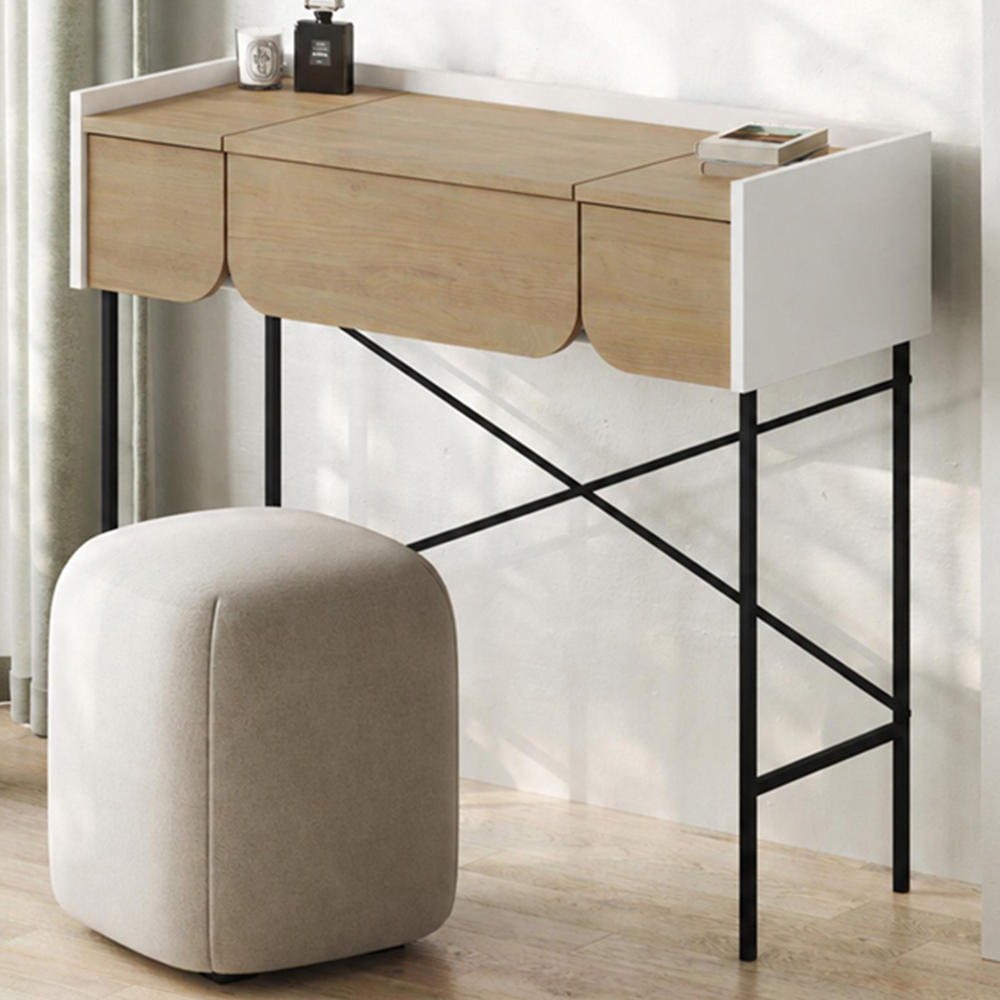 Decortie Terra 2 Drawer Sapphire Oak Dressing Table with Mirror Image 1