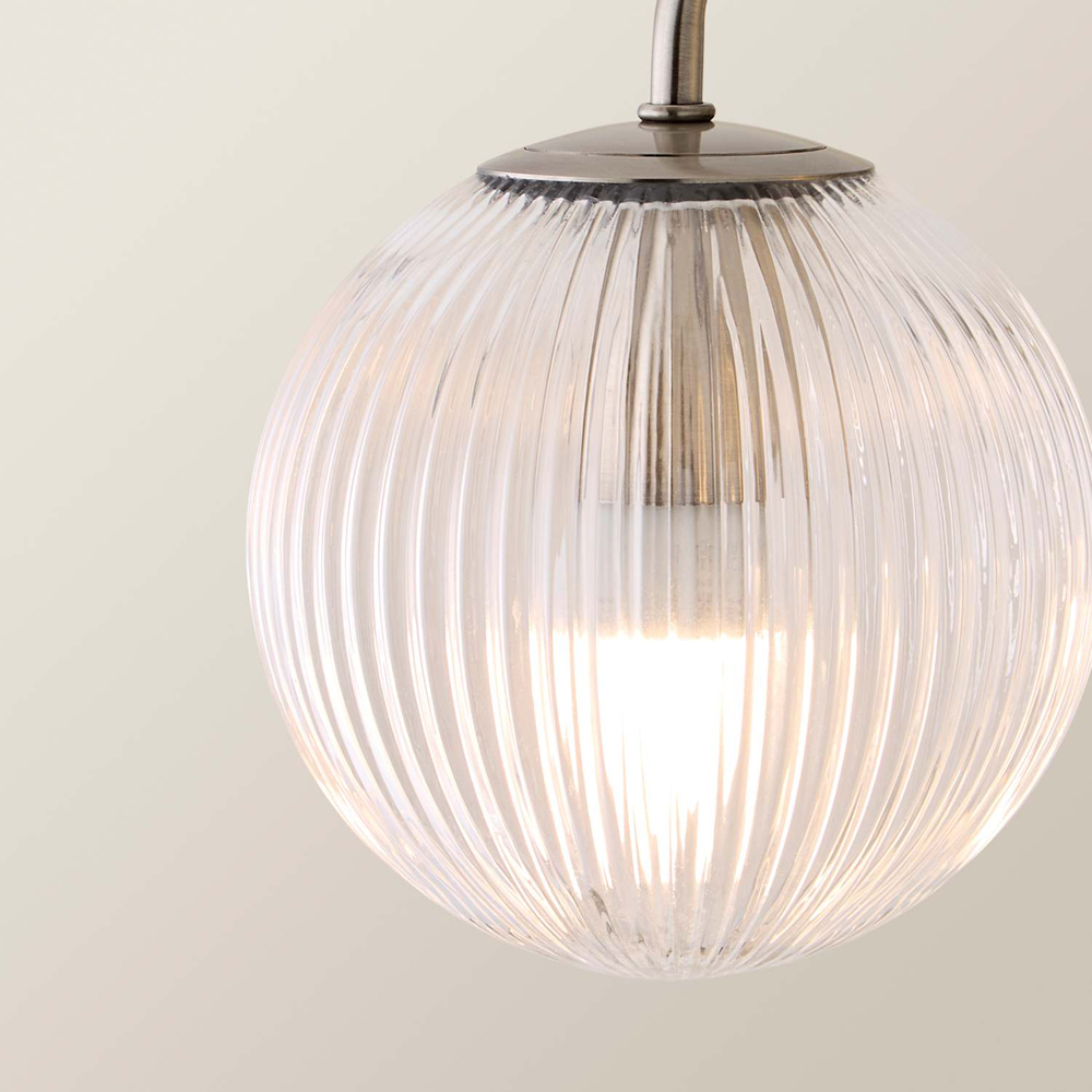 ValueLights Kempton 3 Arm Glass Globe Shade Chrome Chandelier with Bulb Image 4
