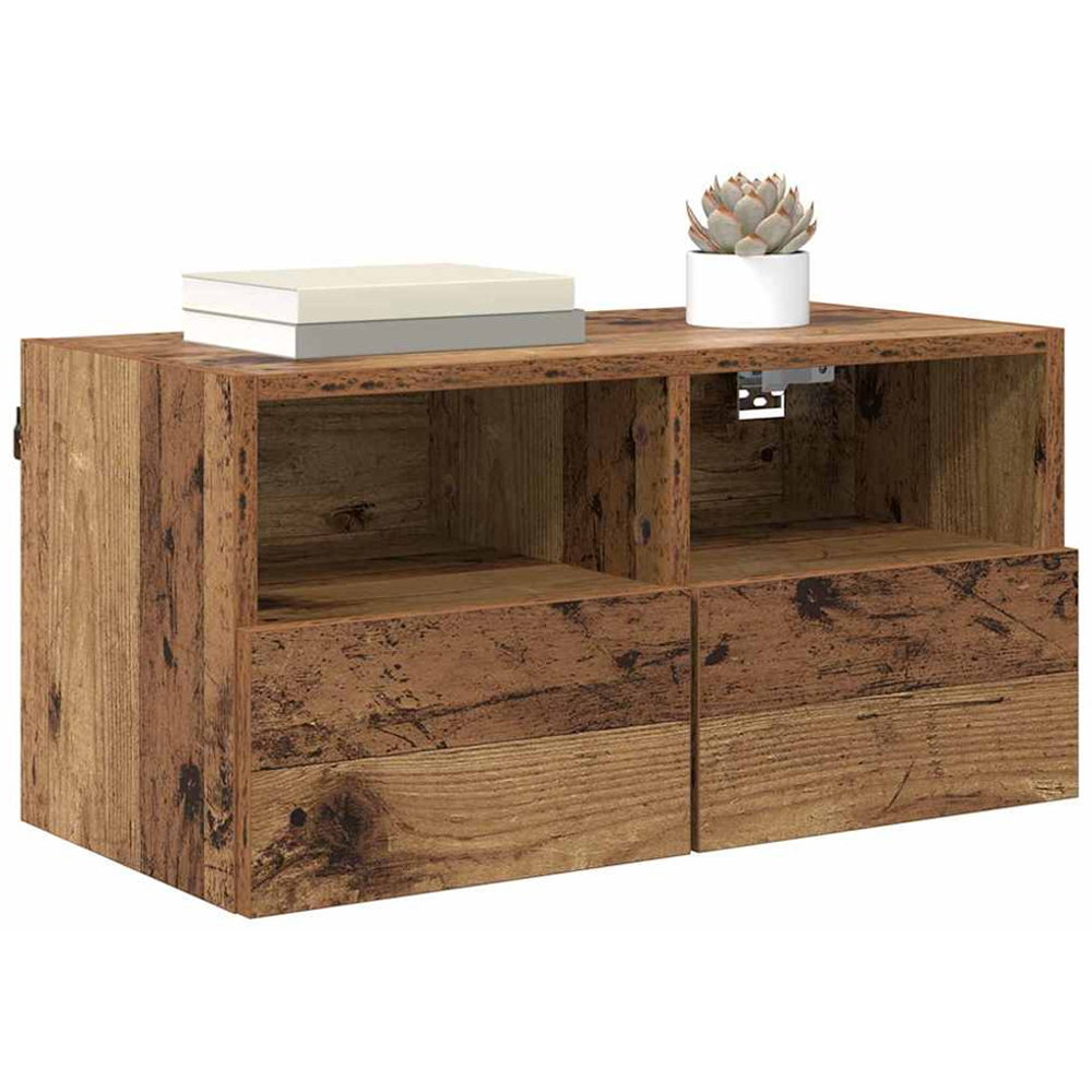 vidaXL 2 Door 2 Shelf Old Wood Wall Mounted TV Unit Image 3