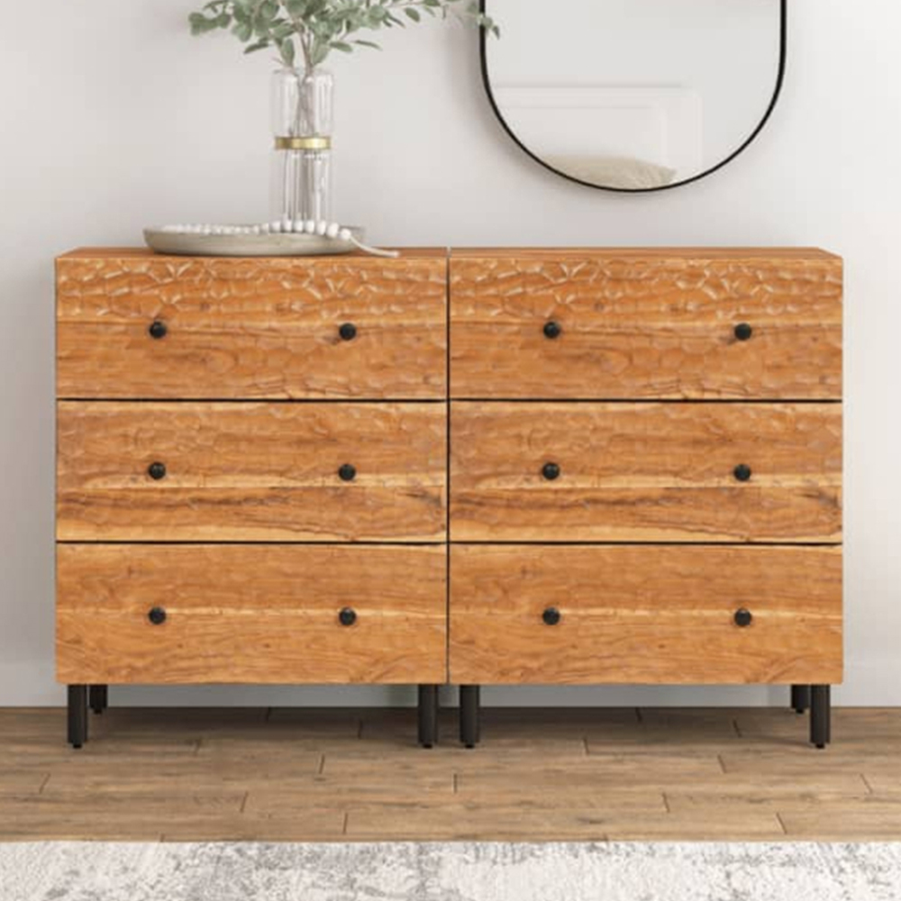 vidaXL Set of 2 Solid Wood Acacia Side Cabinet Image 1
