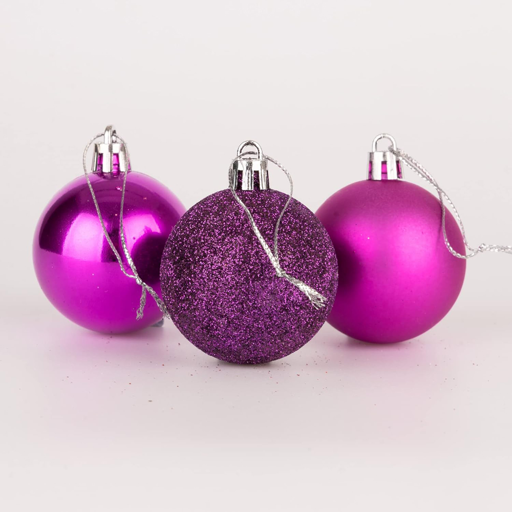 Shatchi 5cm Purple Shatterproof Christmas Bauble 18 Pack Image 3
