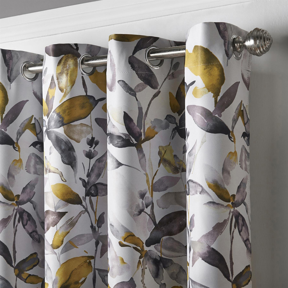 Alan Symonds Ochre Watercolour Blackout Ring Top Eyelet Curtains 229 x 274cm Image 4