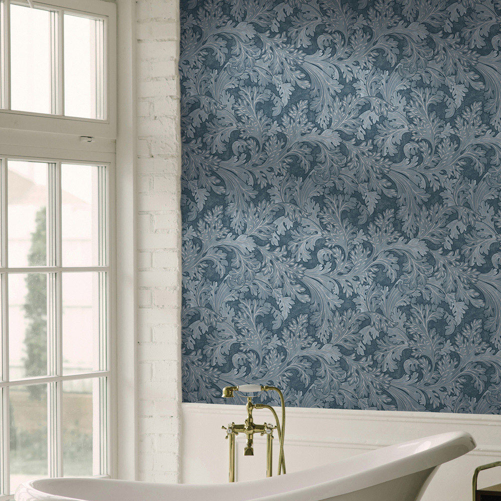 Holden Botanical Scroll Navy Wallpaper Image 3