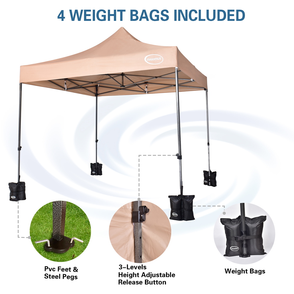 Maximus Beige Pop Up Patio Canopy Tent 3 x 3m Image 4