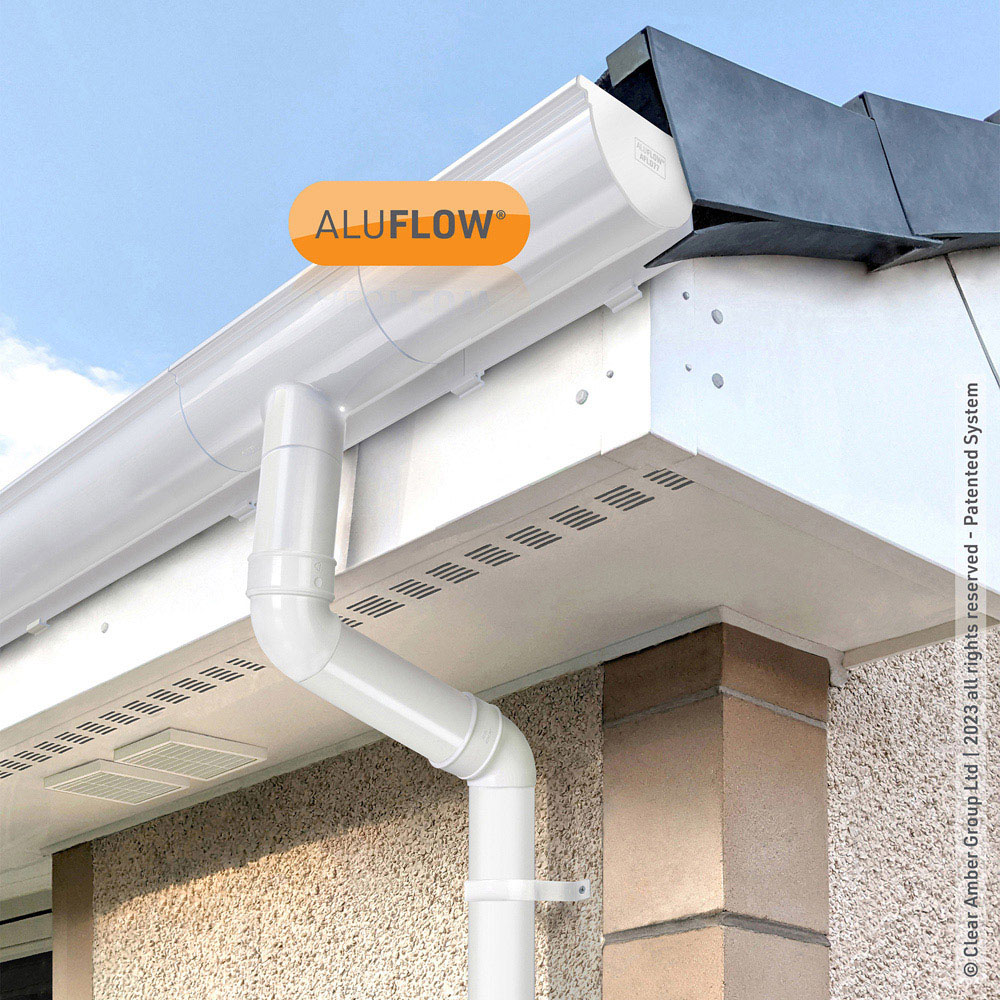 Clear Amber Aluflow White Deep Aluminium Gutter 3m Image 2