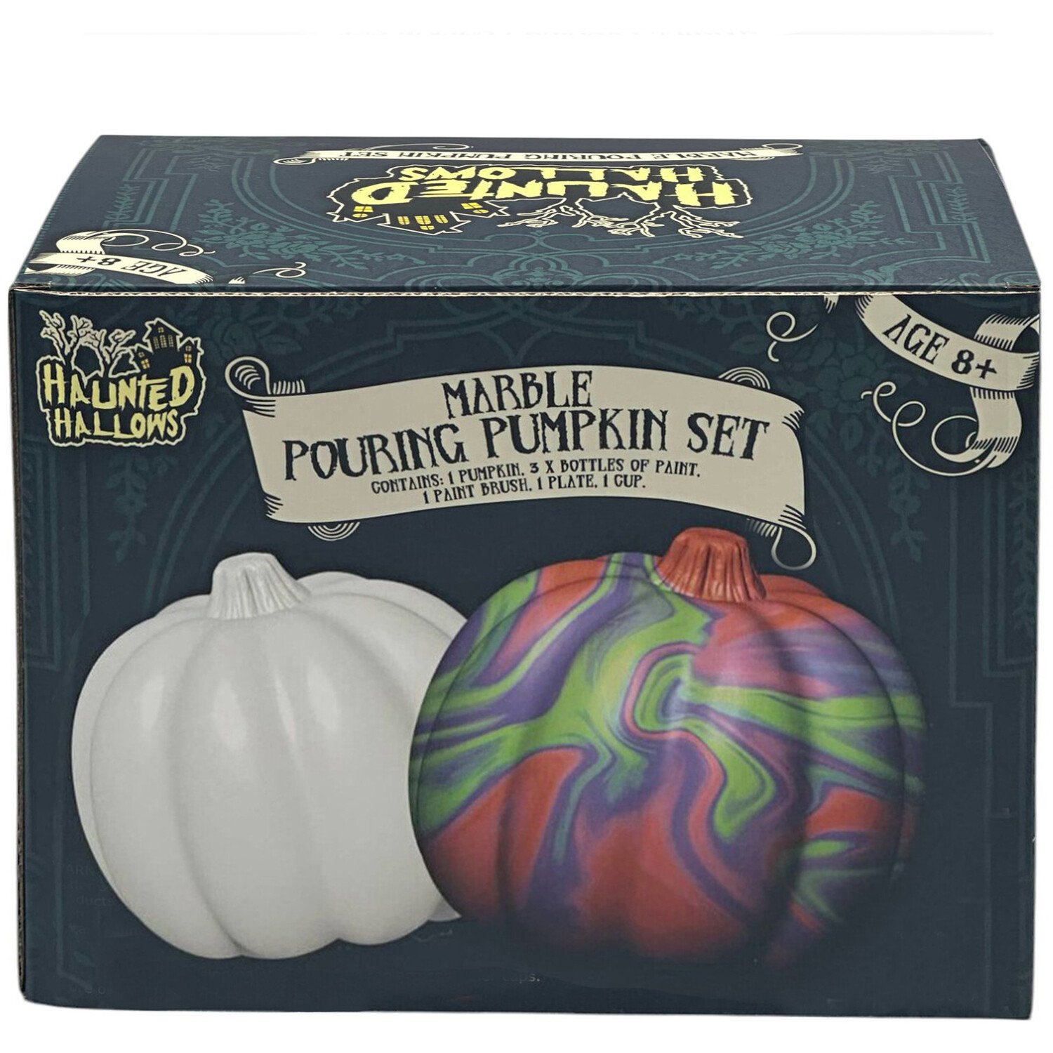 Marble Pouring Pumpkin Set White Image 1