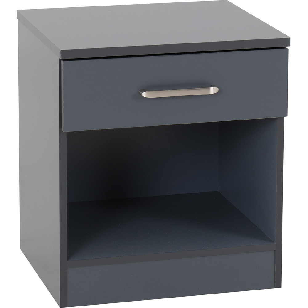Seconique Dakota Single Drawer Dark Grey Bedside Table Image 2