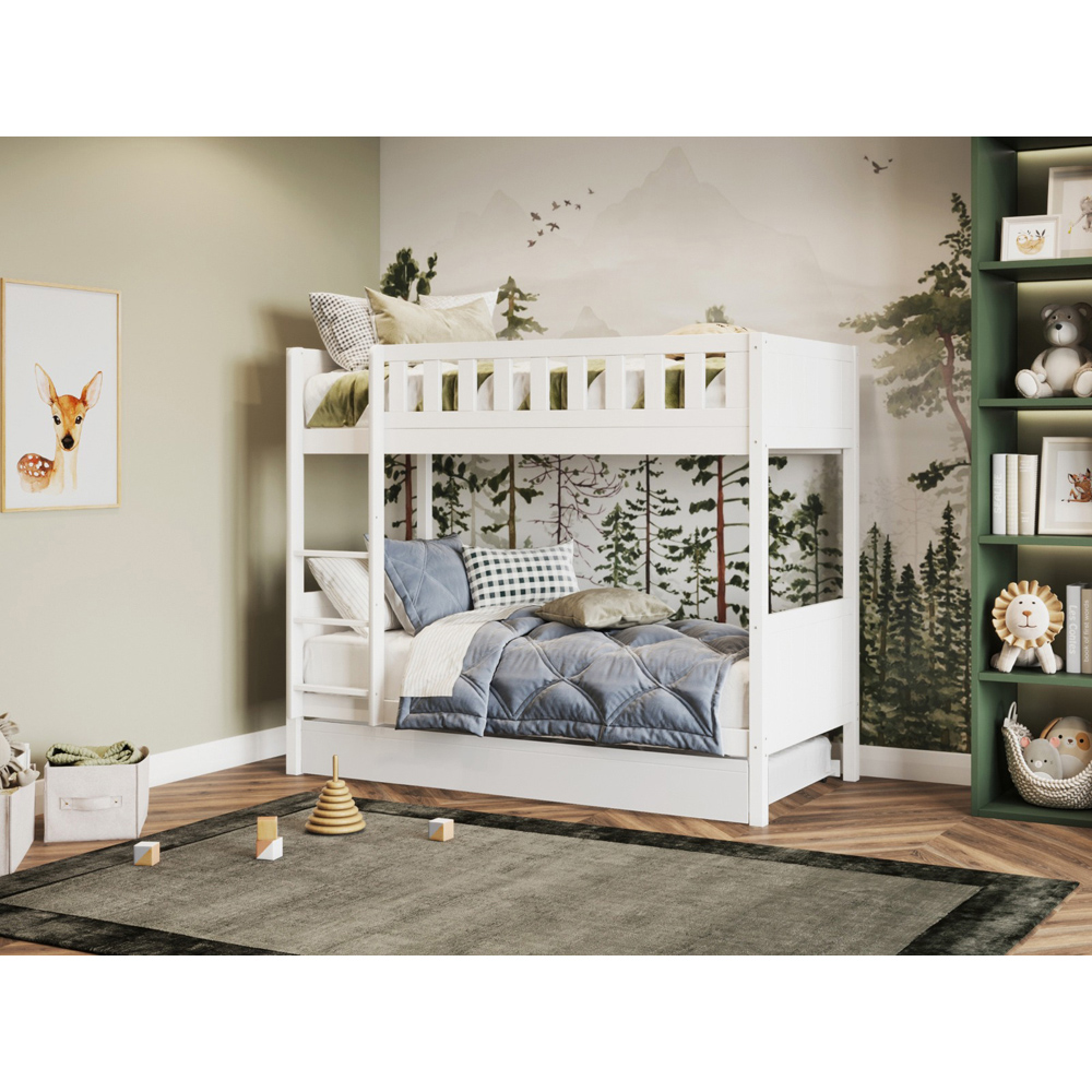 Flair Bea 2 Sleeper White Shorty Bunk Bed with Trundle Image 5