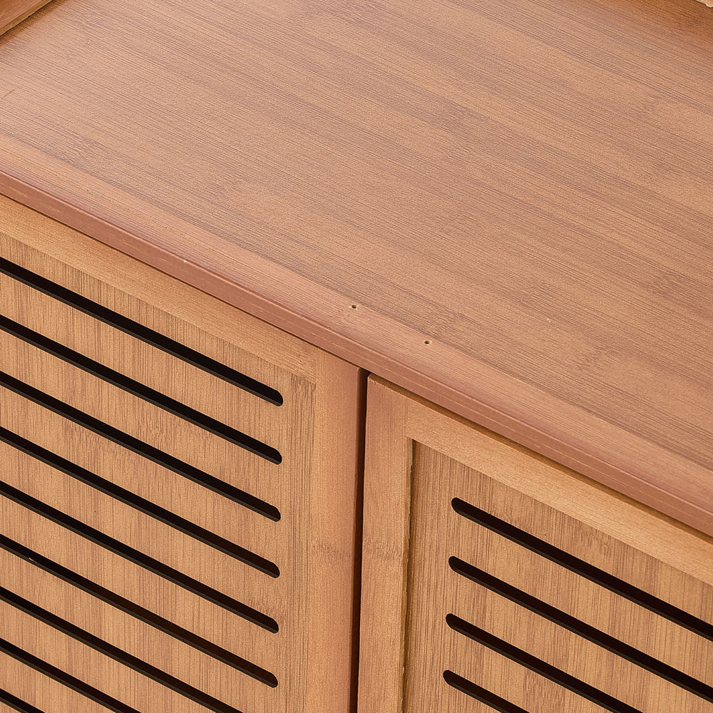 Living and Home 3 Door Single Open Shelf Brown Tall Shoe Cabinet Image 4
