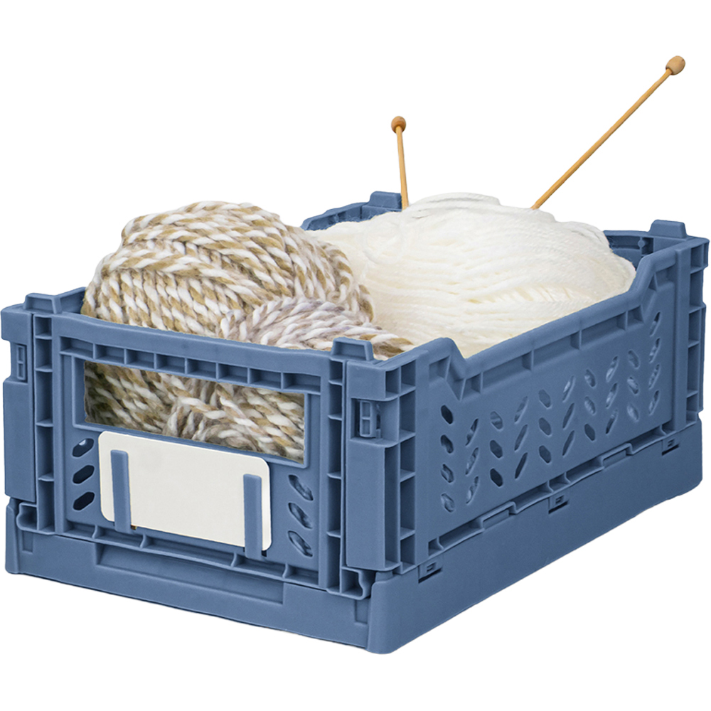 JVL Stackit 4L Blue Foldable Small Storage Crate 6 Pack Image 7