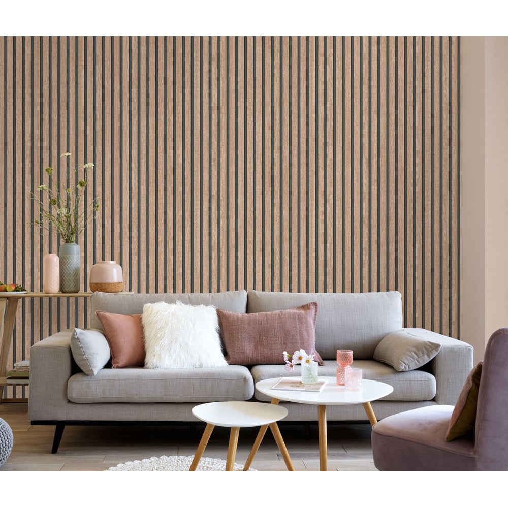 Erismann Acoustic Panel Wood Slat Brown Wallpaper Image 5