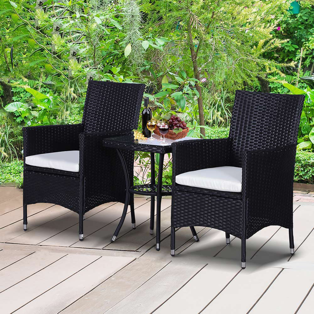 Outsunny Rattan Effect 2 Seater Bistro Set Black Image 1