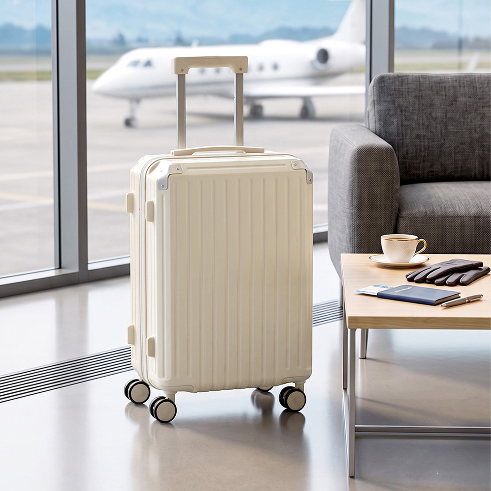 H&O Direct White ABS Hard Shell Suitcase with USB Port and Cup Holder 20 inch Image 2