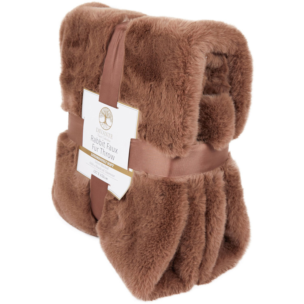 Rabbit Faux Fur Throw - Mocha / Medium Image 2