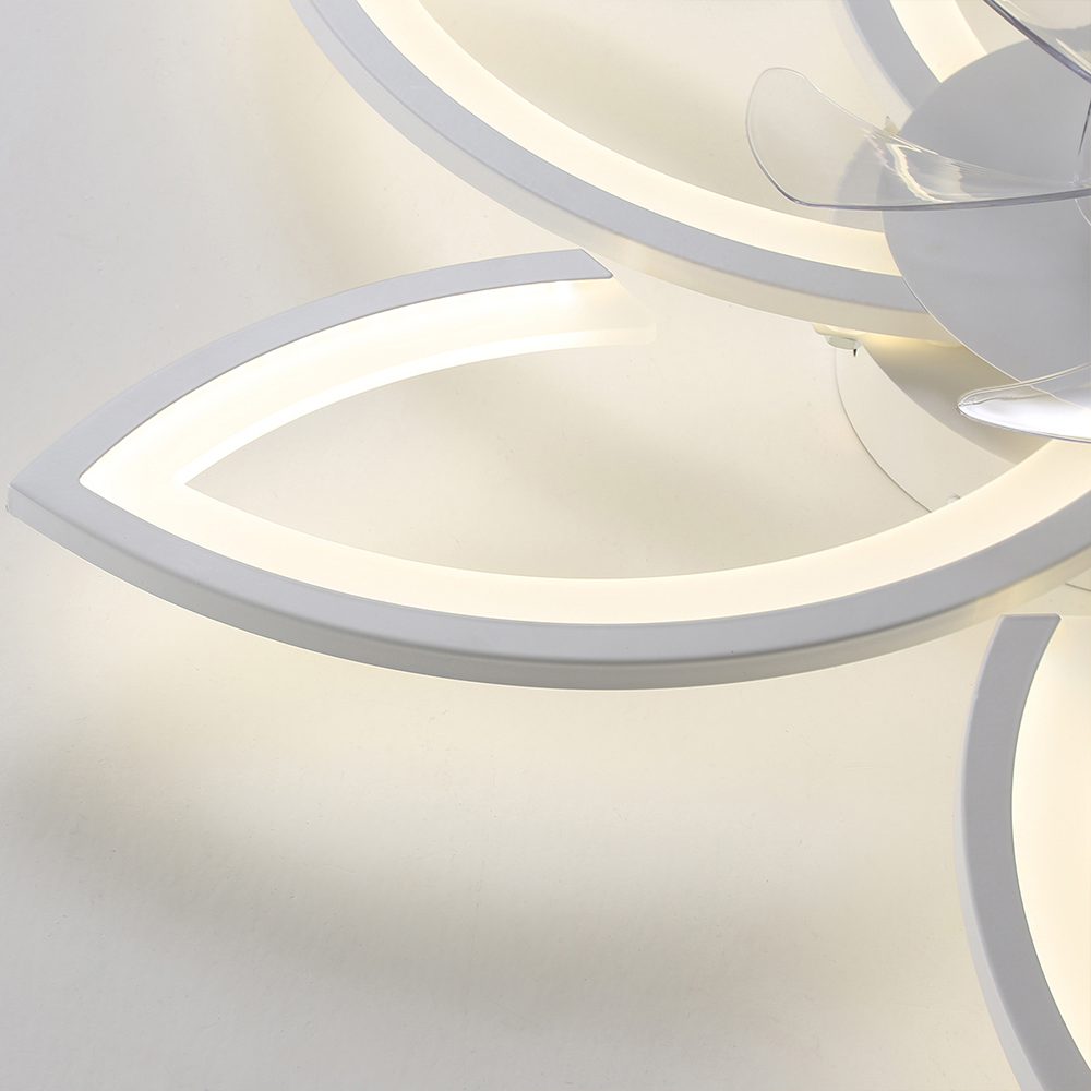 Living and Home White Flower Shaped LED Ceiling Mount Fan Light with 6 Speeds 30 inch Image 4