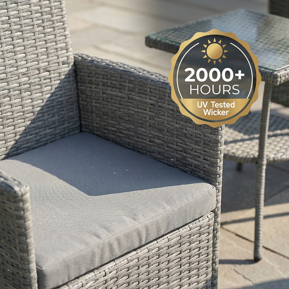 Living and Home 2 Seater PE Rattan Grey Garden Bistro Set Image 8