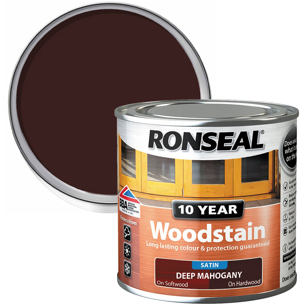 Ronseal Deep Mahogany Satin Woodstain 250ml Image 1