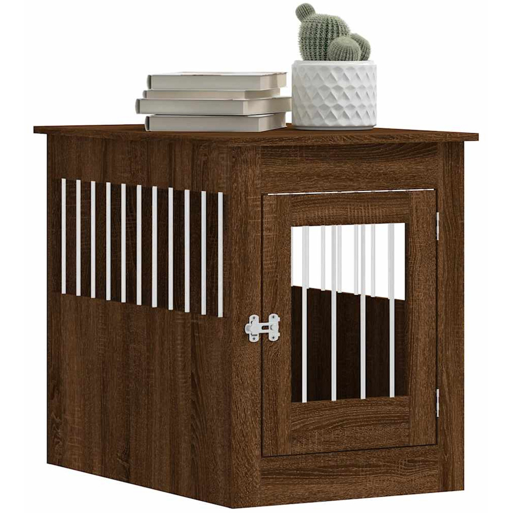 vidaXL Brown Oak Processed Wood Dog Crate Furniture 55 x 80 x 68cm Image 3