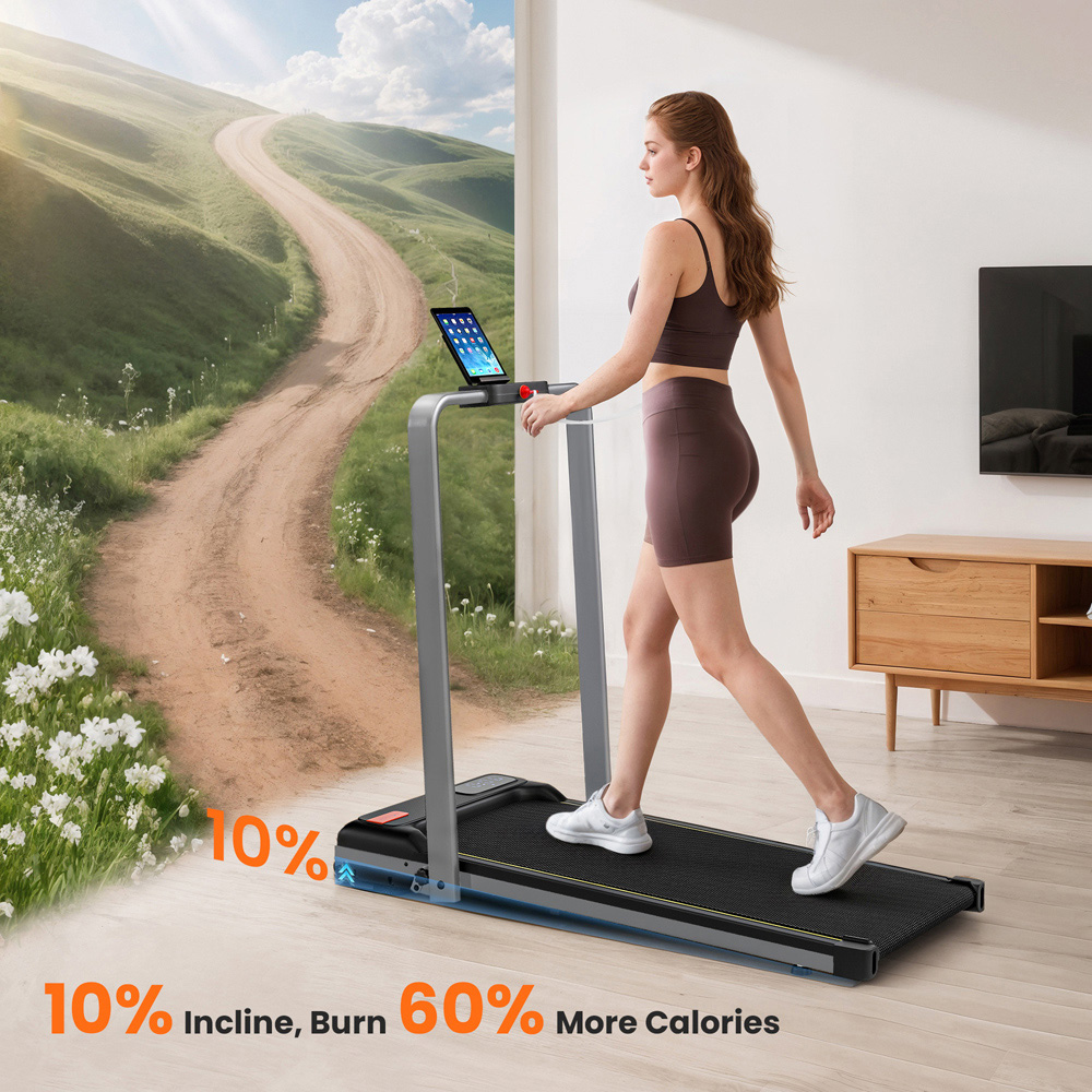 SPORTNOW Silver Tone Foldable Treadmill with Incline Image 7