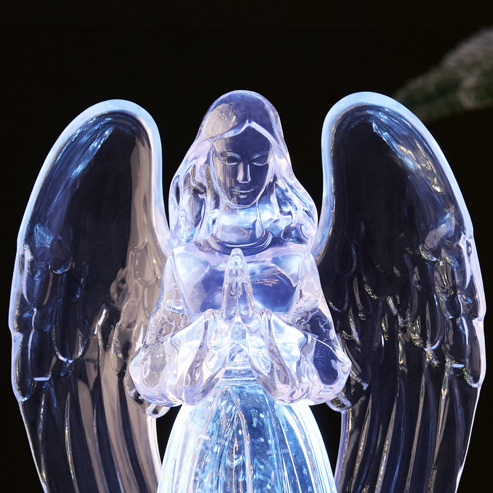 Glitter Spinning Light Up Angel Ornament Clear Image 5