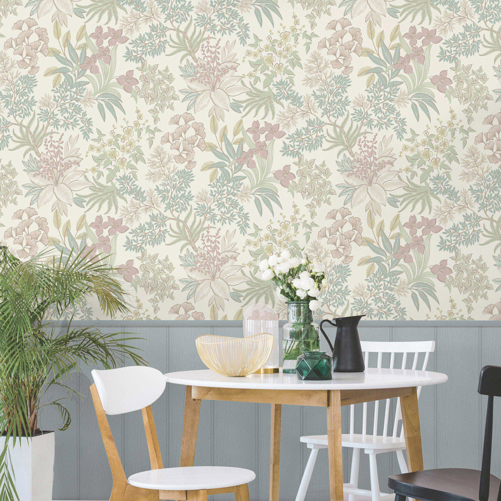 Holden Decor Full Bloom Cream and Pink Wallpaper Image 3