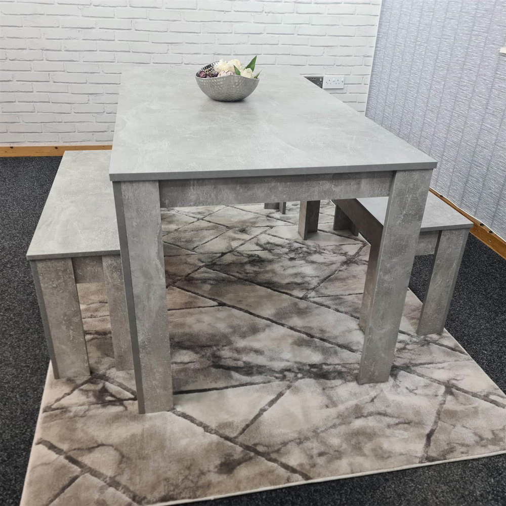 Portland 4 Seater Bench Dining Set Stone Grey Image 7