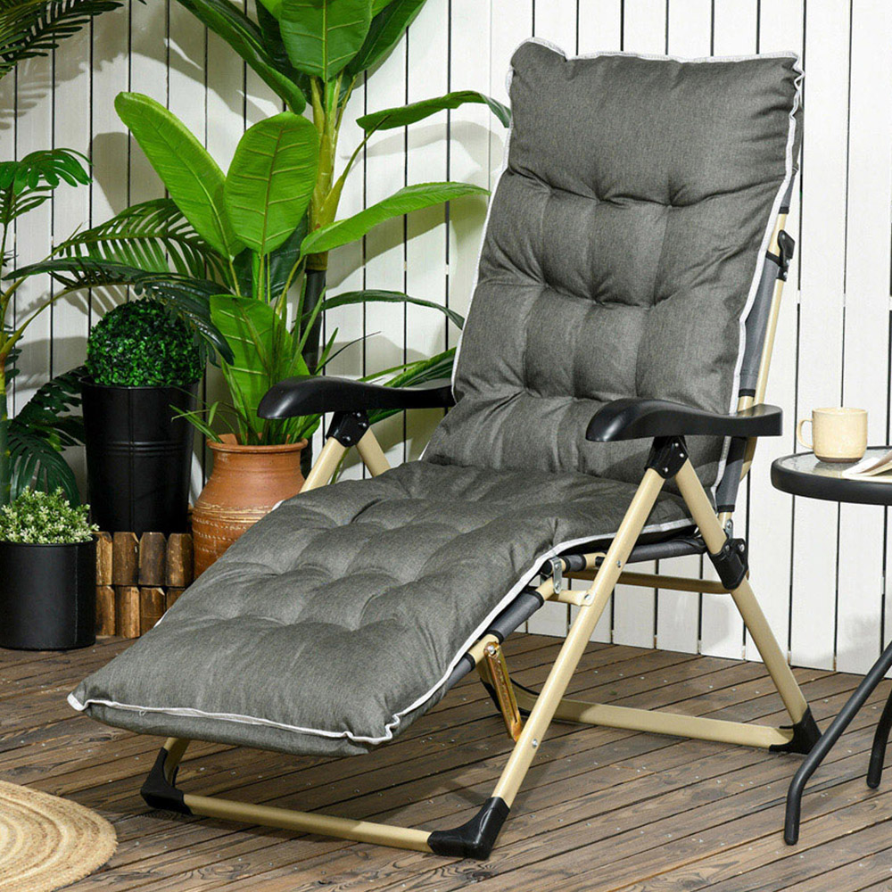Outsunny Folding Recliner Sun Lounger Chair Image 1