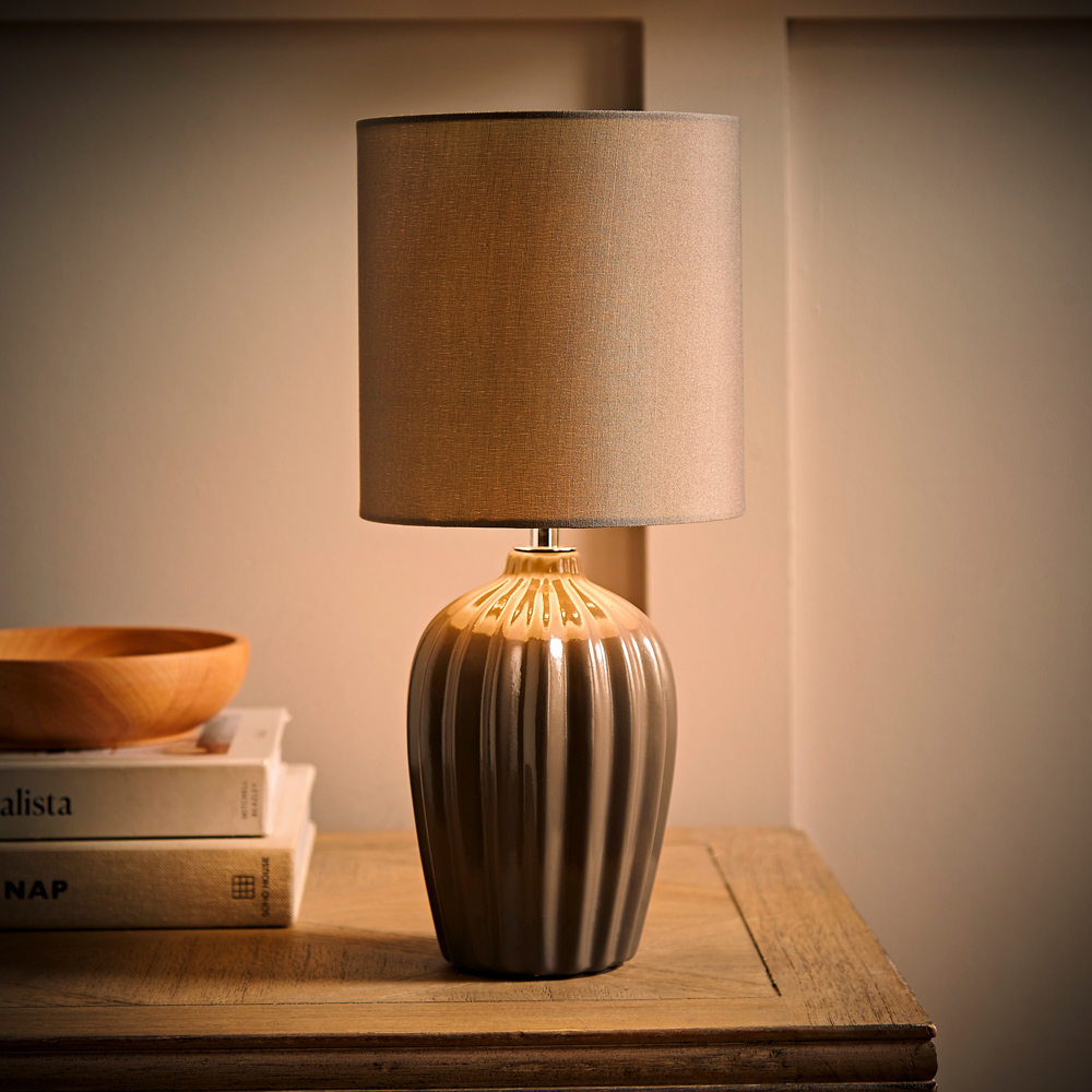 ValueLights Carbone Grey Shade Ceramic LED Table Lamp Image 6