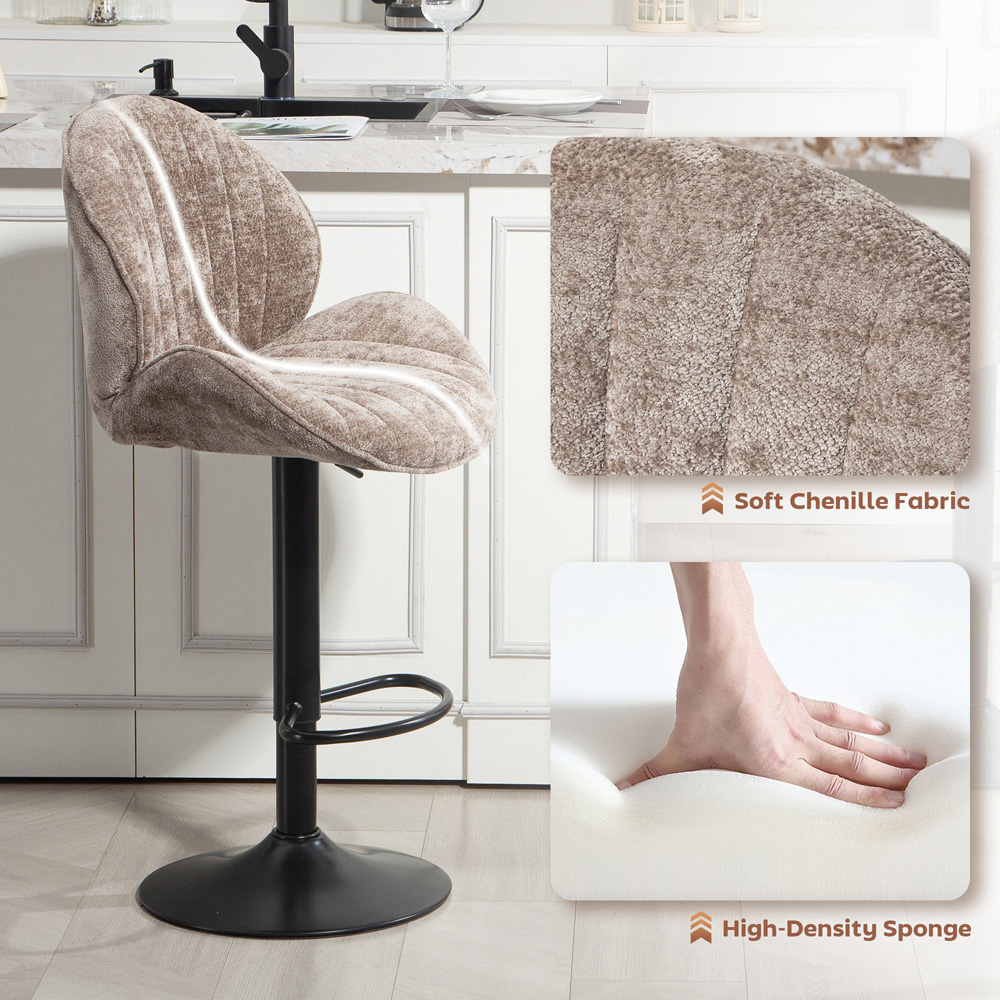 Portland Brown Chenille Swivel Bar Stools Set of 2 Image 6