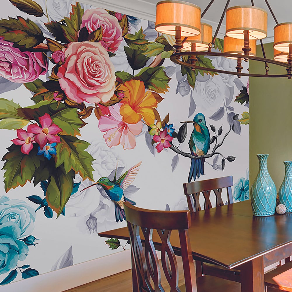 Origin Murals Hummingbird Garden Multicolour Wall Mural Image 1