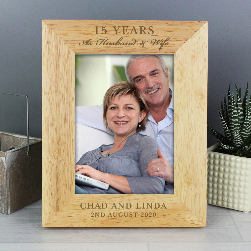 Personalised Memento Personalised Anniversary Oak Finish Photo Frame 5 x 7 inch Image 3