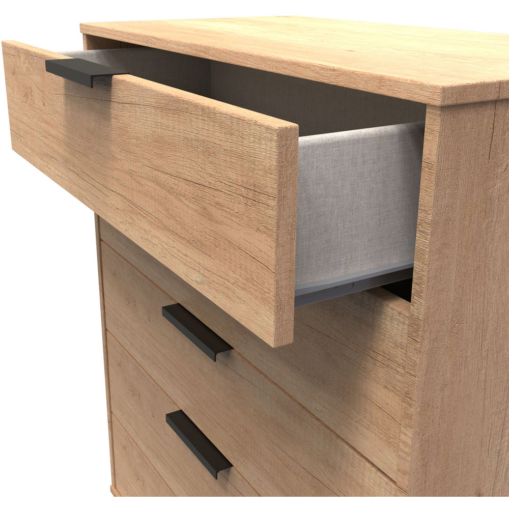 Crowndale Hong Kong 5 Drawer Nebraska Oak Chest of Drawers Ready Assembled Image 6
