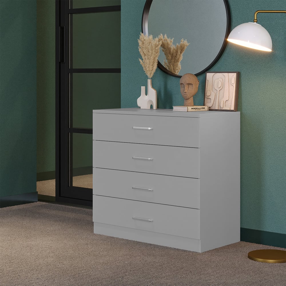 Seconique Dakota 4 Drawer Light Grey Storage Chest Image 8