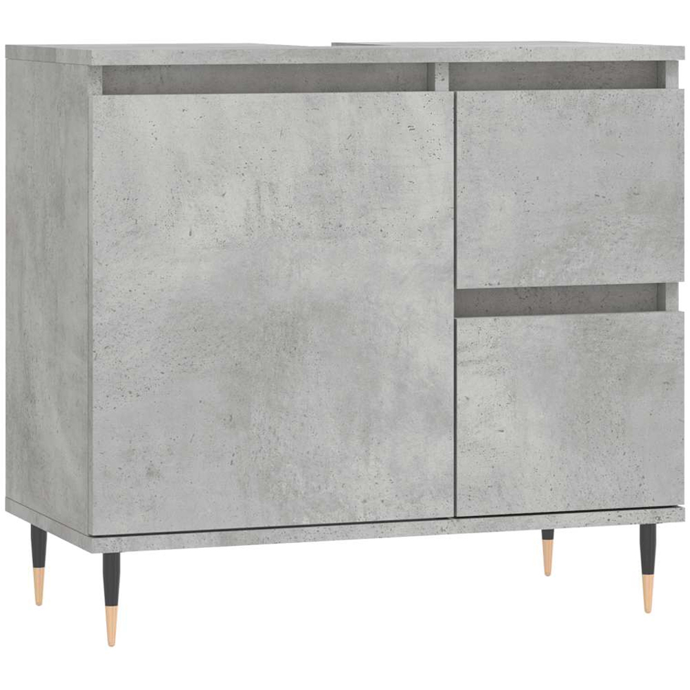 vidaXL Single Door 2 Drawer Concrete Grey Bathroom Cabinet Image 2