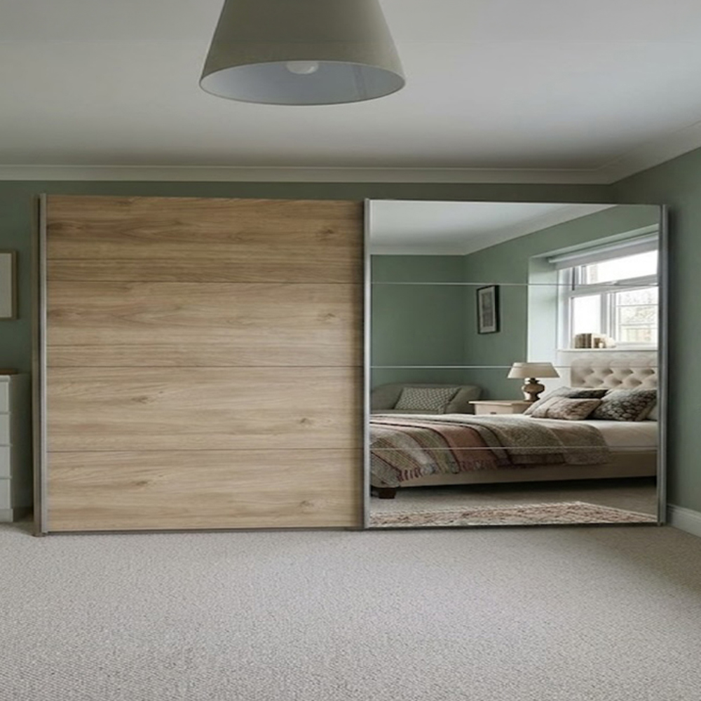 TJ'S Dublin 2 Door Oak Sliding Wardrobe Image 1