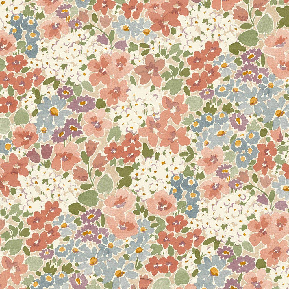 Grandeco Ditsy Flowers Russet and Pink Wallpaper Image 3