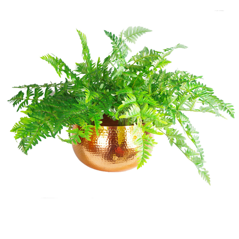 Leaf Copper Hammered Straight Edge Metal Bowl Planter 32 x 20cm Image 3