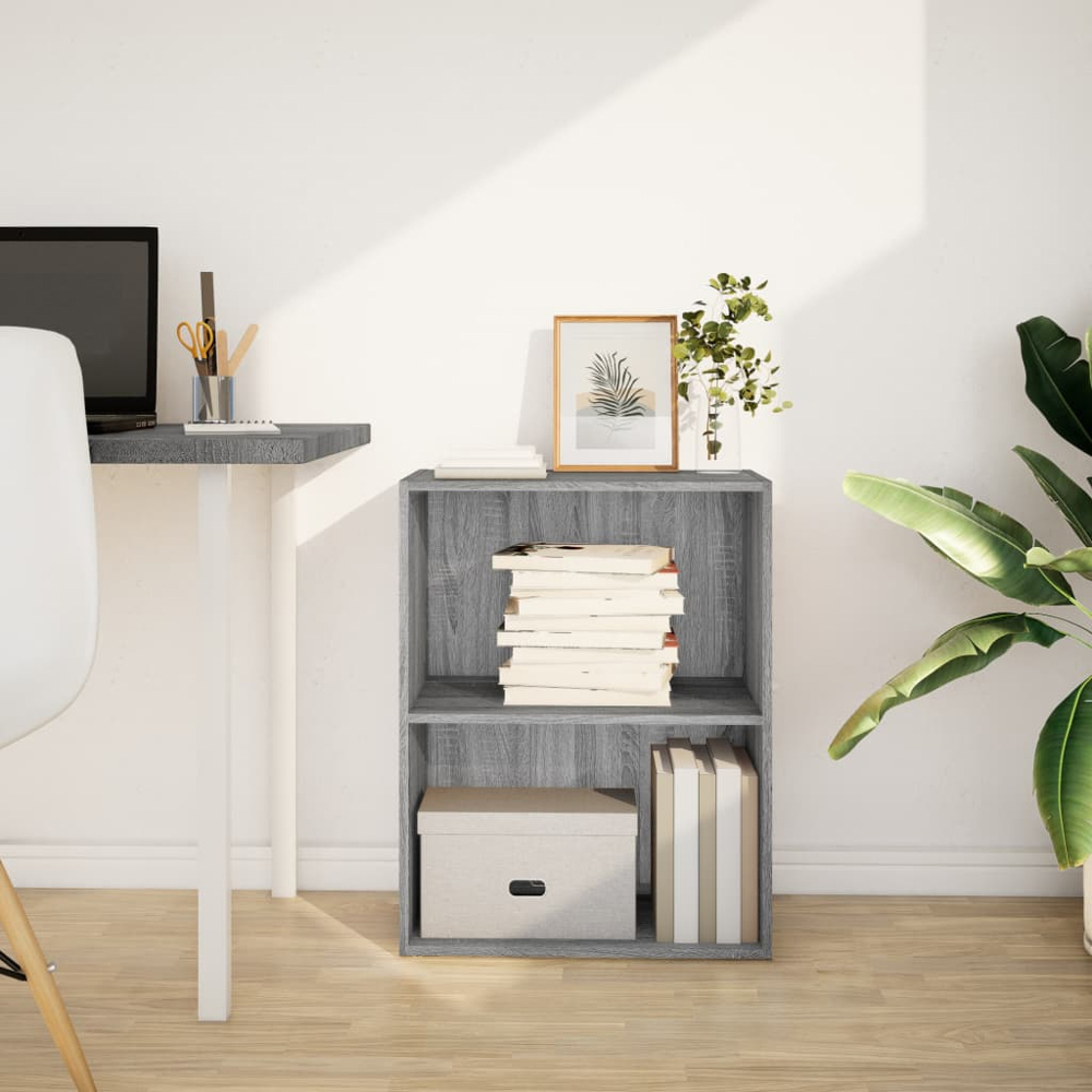 vidaXL 2 Shelf Grey Sonoma Bookcase Image 8