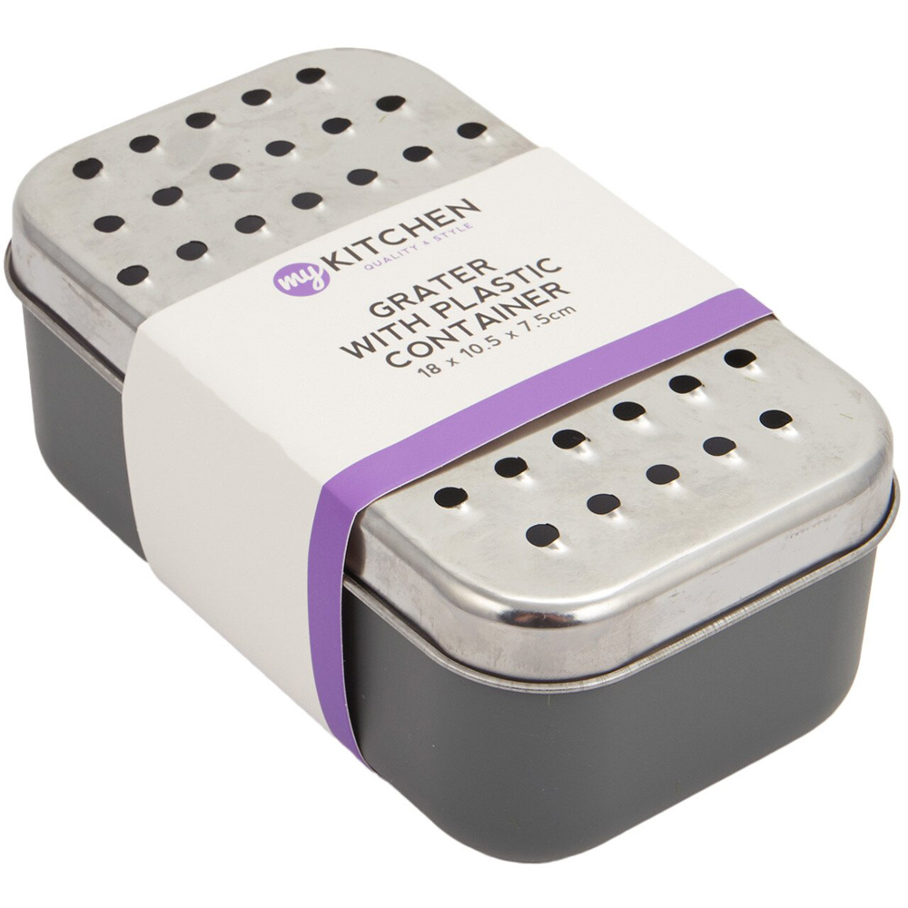 Grater with Plastic Container - Grey Image 1