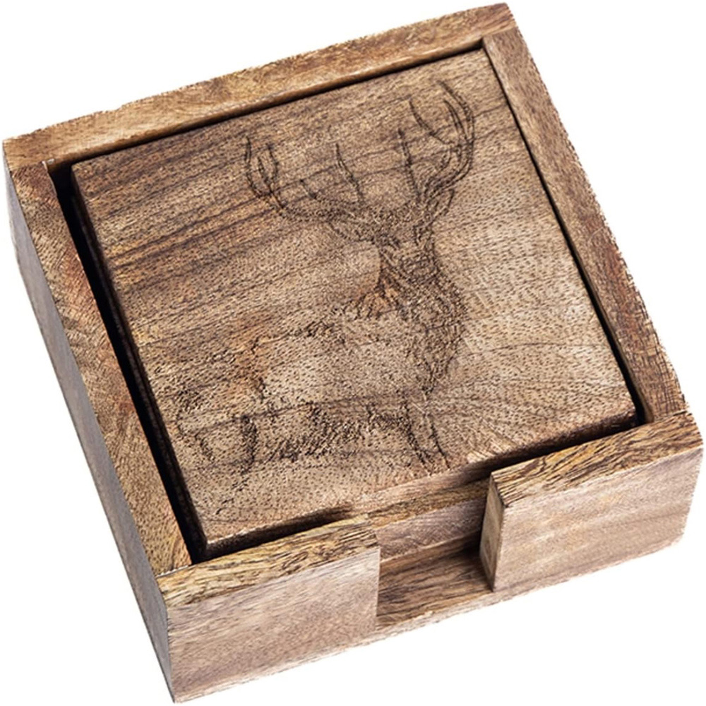 Marco Paul Wooden Reindeer Stag Coaster Chopping Board Christmas Decoration 10cm Image 3