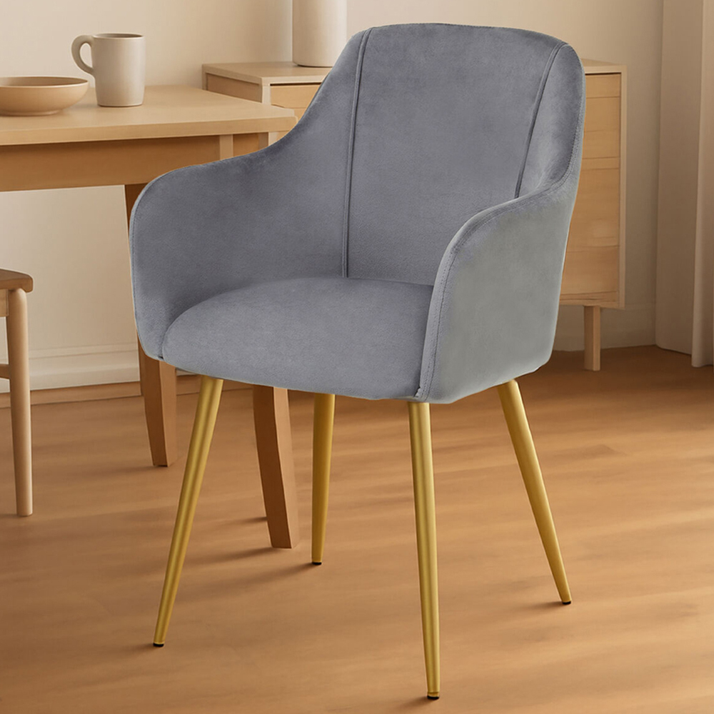 Premier Housewares Darcy Gold and Grey Velvet Dining Chair Image 1