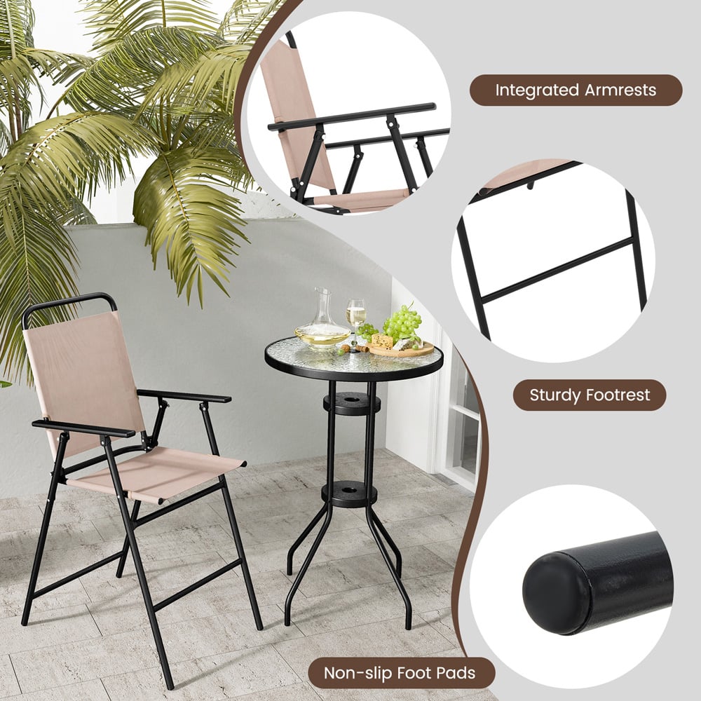 Costway 2 Seater Garden Bistro Set Beige Image 7
