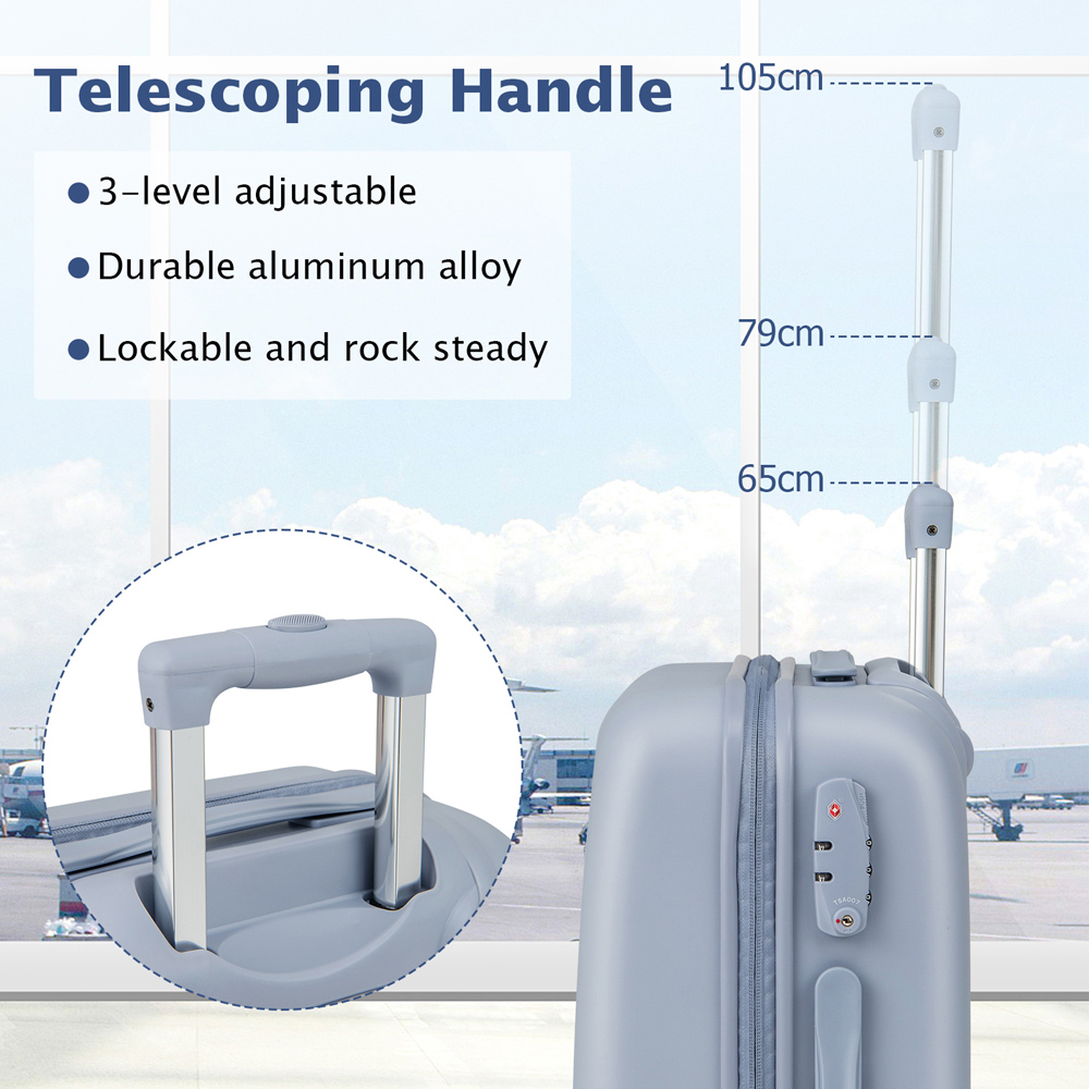 Costway Blue Hardside Suitcase Luggage with Wheels Image 6