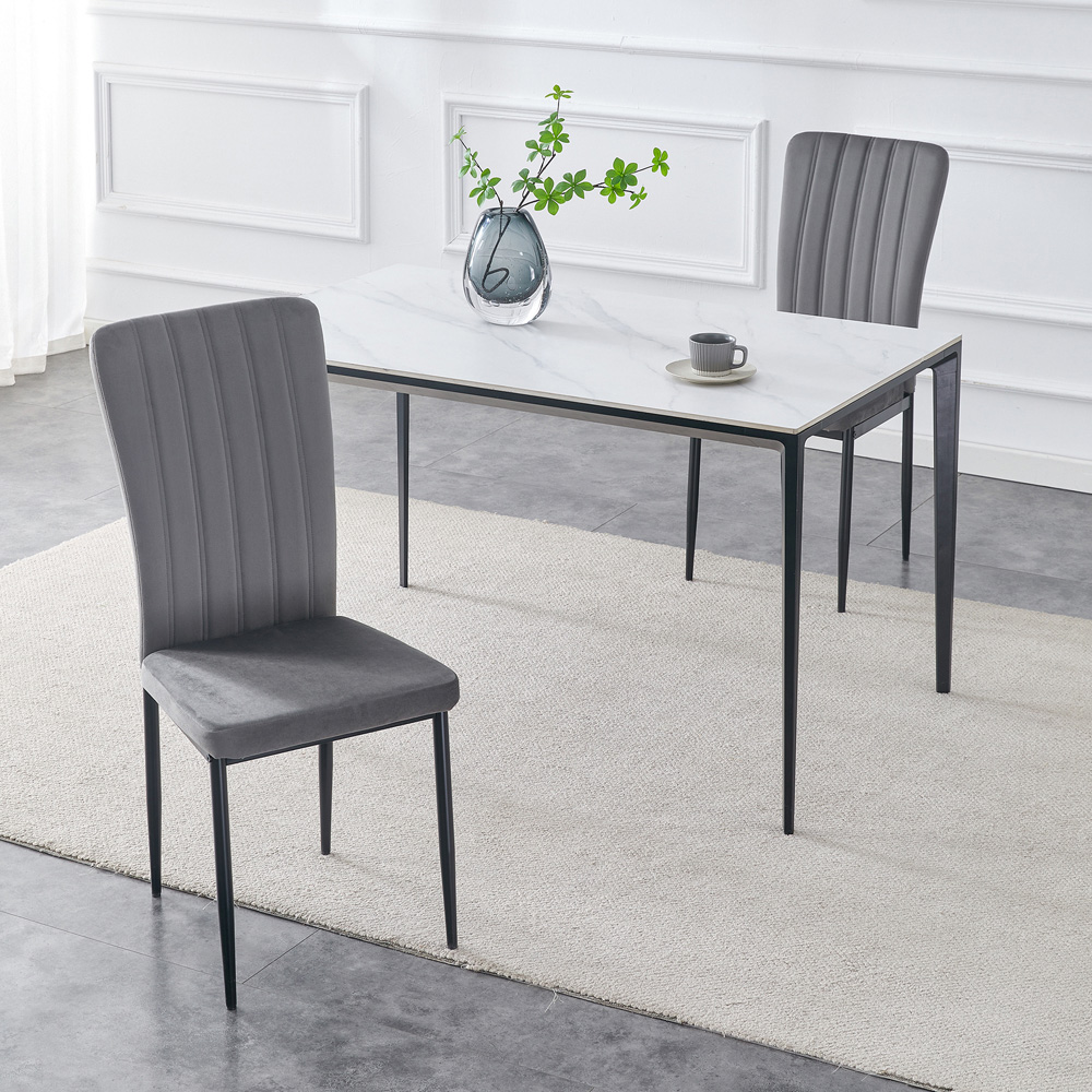 wilko Elle Set of 2 Dark Grey Velvet Effect Plush Padded Upholstered Dining Chair Image 7