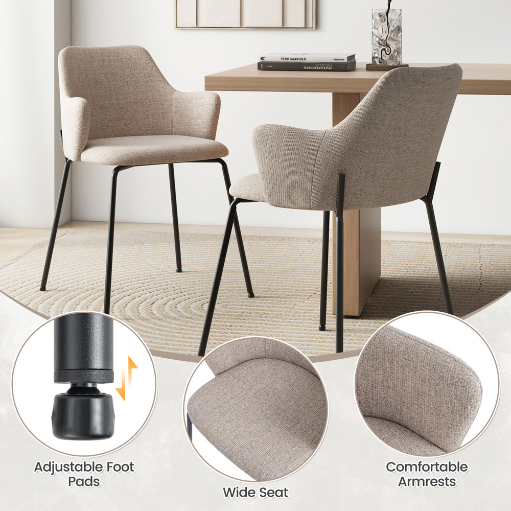 Costway Set of 2 Beige Upholstered Dining Chairs Image 8