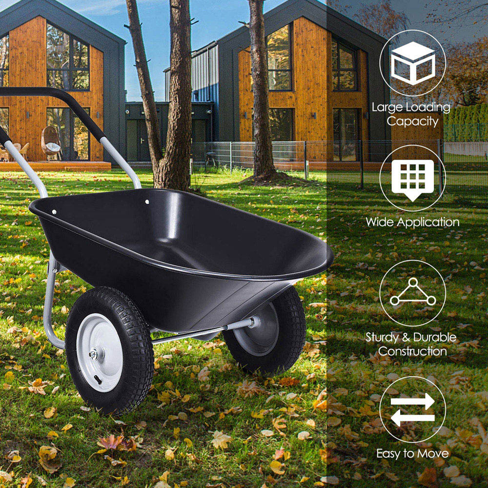 Costway Black Garden Trolley with Pneumatic Tyres 150kg Image 4